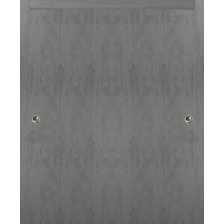 Sartodoors Sliding Closet Bypass 84x96" Planum 0010 Concrete Top Mount Rails Moldings Trims Hardware Set Wood PLANUM0010DBD-BTN-8496